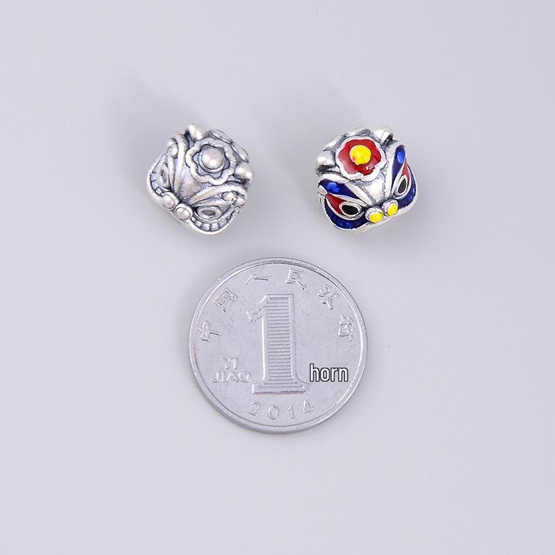 Sterling Silver S999 3D Lion Dance Spacer Beads for DIY Chinese Style Bracelets
