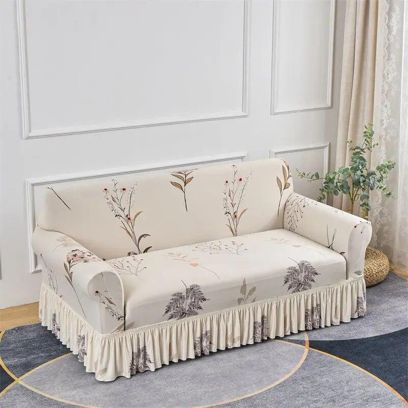 Flower Style Elastic Sofa Cover Double Sofa Large Skirt Full Cover Four Seasons Universal Set Full Set Sofa Cover Cloth Cushion