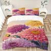 3Pcs Chrysanthemum Flowers Printed Bedding Set, Breathable And Soft,(Includes 1 Duvet Cover And 2 Pillowcases, Quilt Not Included) yy250815199