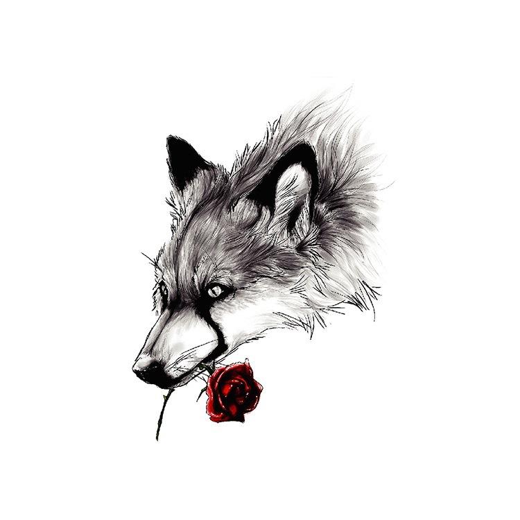 Наклейка с изображением головы волка, значение волчьей дороги, доминирующая имитация, рисунок тигра и лисы, водонепроницаемая наклейка с изображением татуировки с переносом воды