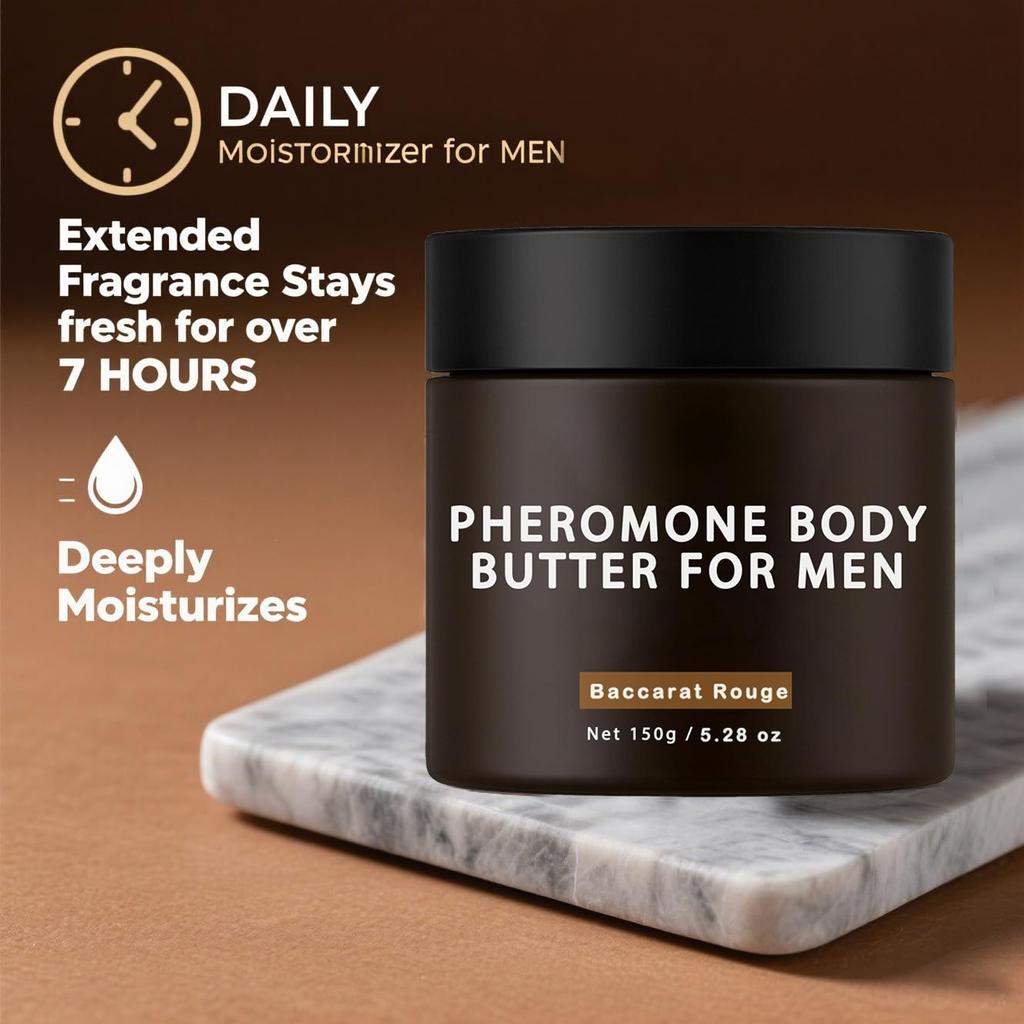 Men Pheromone Body Butter, Scented Body Moisturizer for Daily Skin Care 150g