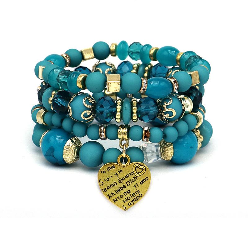 Bohemian Multilayer Turquoise Beaded Bracelet - European & American Travel Jewelry