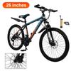 26" Spoke Wheel 24 Speed Mountain Bicycle Adult Bike MTB W/ Fender Blue+Orange