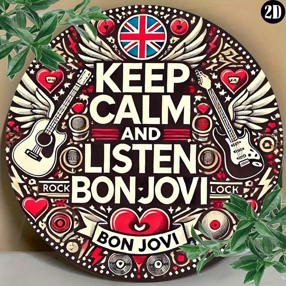 Винтажная круглая металлическая жестяная табличка Bon Jovi, настенное искусство, декор для бара, кухни, ресторана, 8x8 дюймов