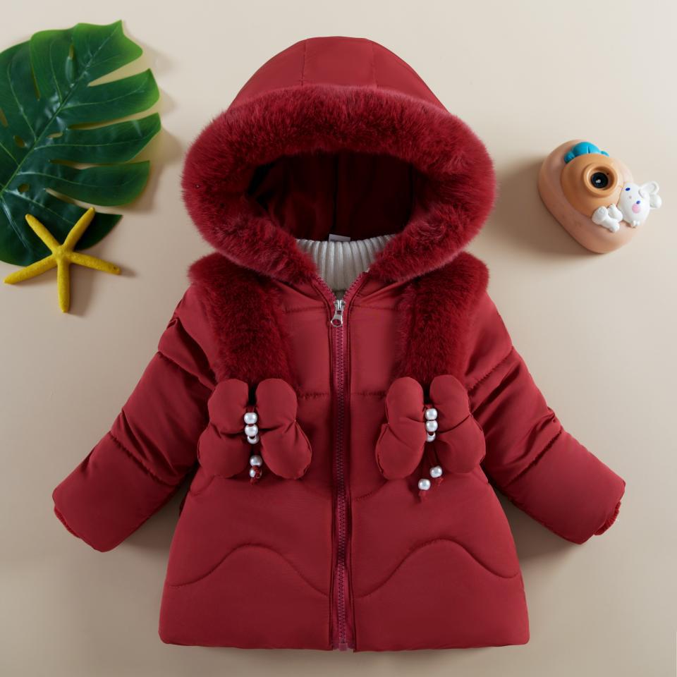 Children Winter Coats for Girls 1 To 6 Years Old Clothing Velvet and Thickened Fashion Cotton Jacket Hooded Parkas