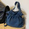 Denim Shoulder Bag Canvas Drawstring Trendy Crossbody Bag Casual Bucket Bag Aesthetic Underarm Bag for Women and Girls