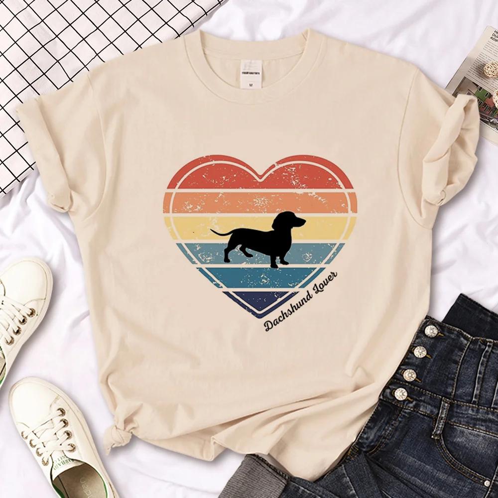 Dachshund t-shirts women manga t shirt female funny y2k 2000s clothing