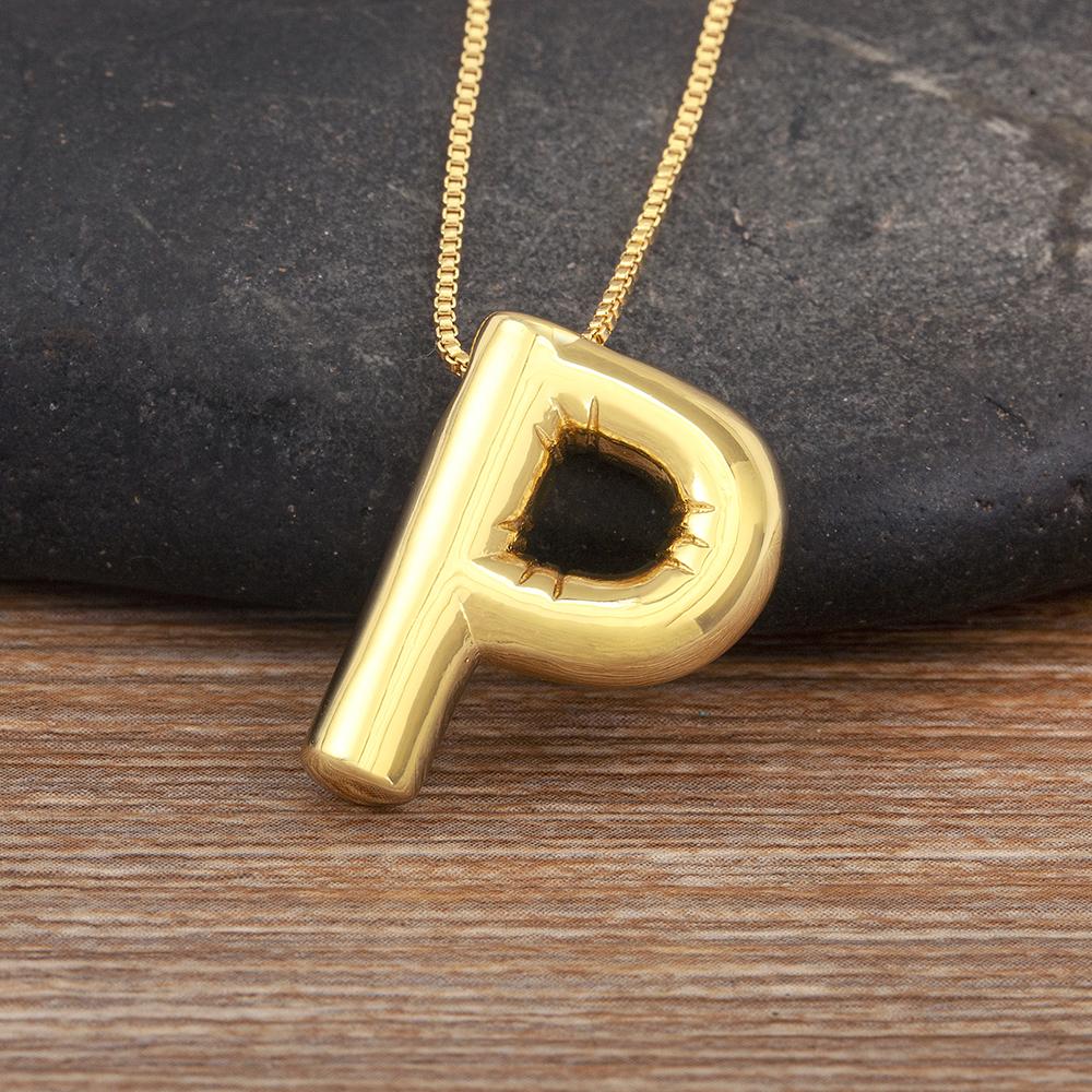 Nidin New Retro Punk Style Copper A-Z Letters Pendant Necklace Initials Alphabet For Women Vintage Name Jewelry Daily Party Gift