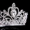 Full Round Crystal Rhinestone Wedding Tiaras Bridal Hair Accessories Kids Crown For Cake Topper Festival Party Prom Gift