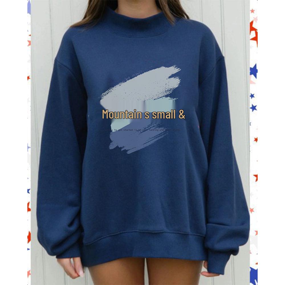 Women's Autumn High Neck Casual Hoodie - Medium European Size, Trendy & Comfortable Long Sleeve