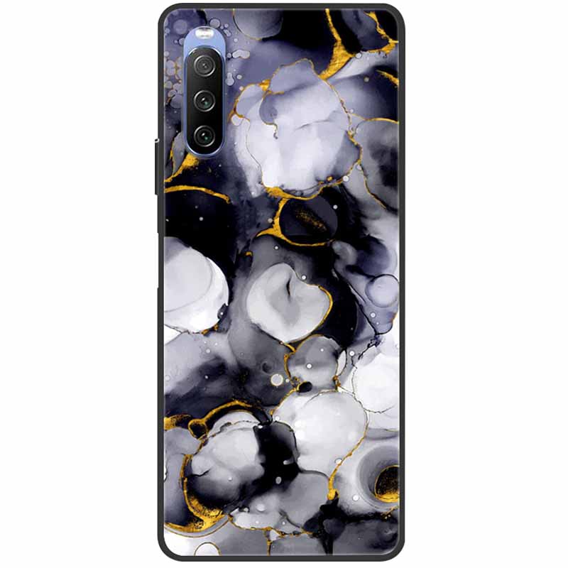 Мягкий чехол для Sony Xperia 10 III Case 5 III Мягкий силиконовый Черные чехлы для Sony Xperia 1 III / Xperia1 XZ4 Чехлы Крутой Мрамор