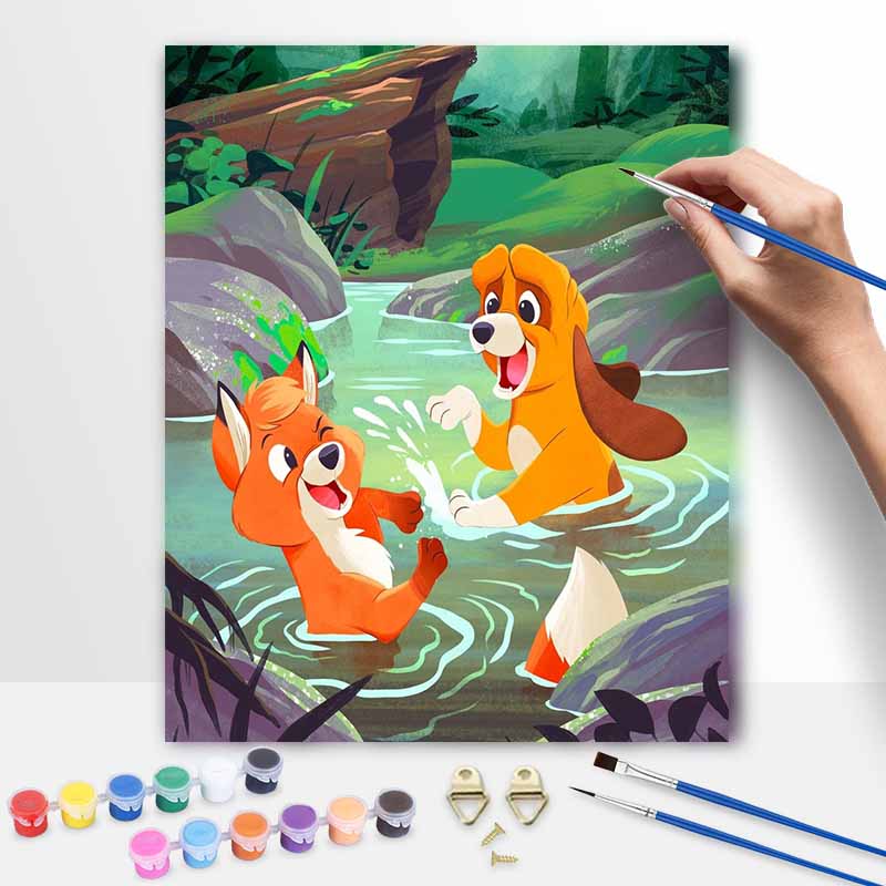 Disney Лиса и Пёс Масляная Живопись Арт Набор для Рисования Домашний Декор Стен Ручной Работы Подарок для Друзей и Семьи Любителям Искусства DIY Веселый Хобби-Проект