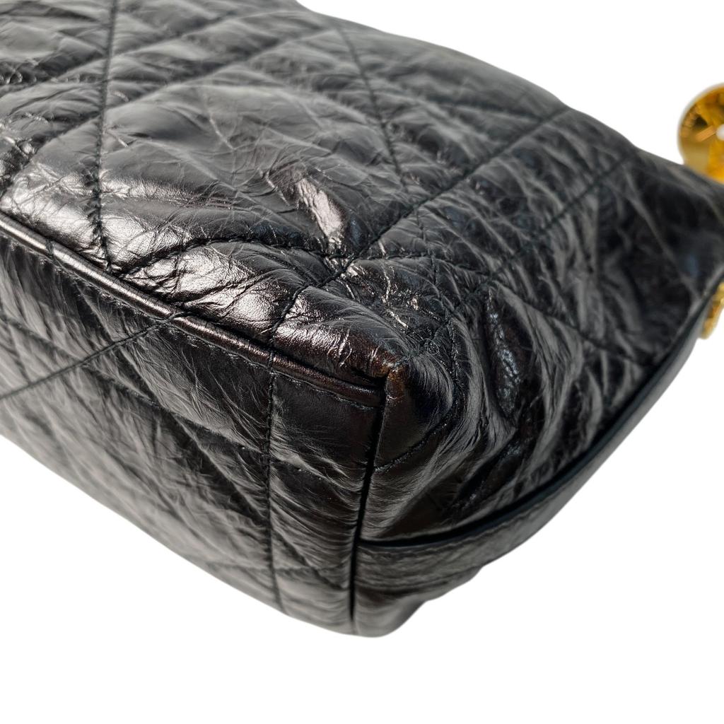 Подержанная женская сумка через плечо Christian Dior из черной кожи