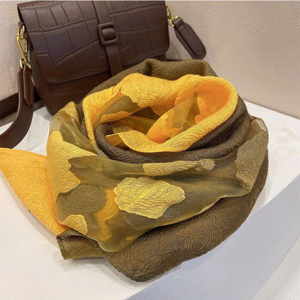 Sunscreen Silk Scarf Shawls Transparent Flower Hijab Wraps Mesh Neck Scarves Bride/Bridesmaid