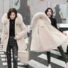 Women's Winter Plus Velvet Jacket Mid-length Korean Version of The Loose Big Fur Collar Fashion Thick Cotton Jacket