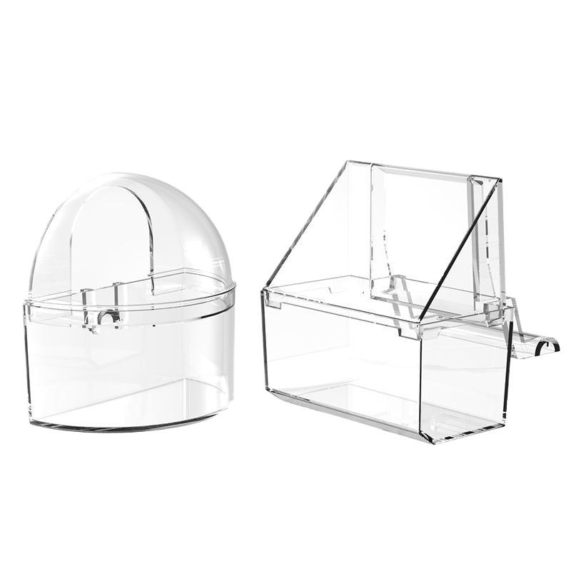 Прозрачная кормушка для попугаев, миска для птичьего корма, подвесная, съемная, со стойкой, предотвращающая рассыпание, диспенсер, контейнер для корма для попугаев