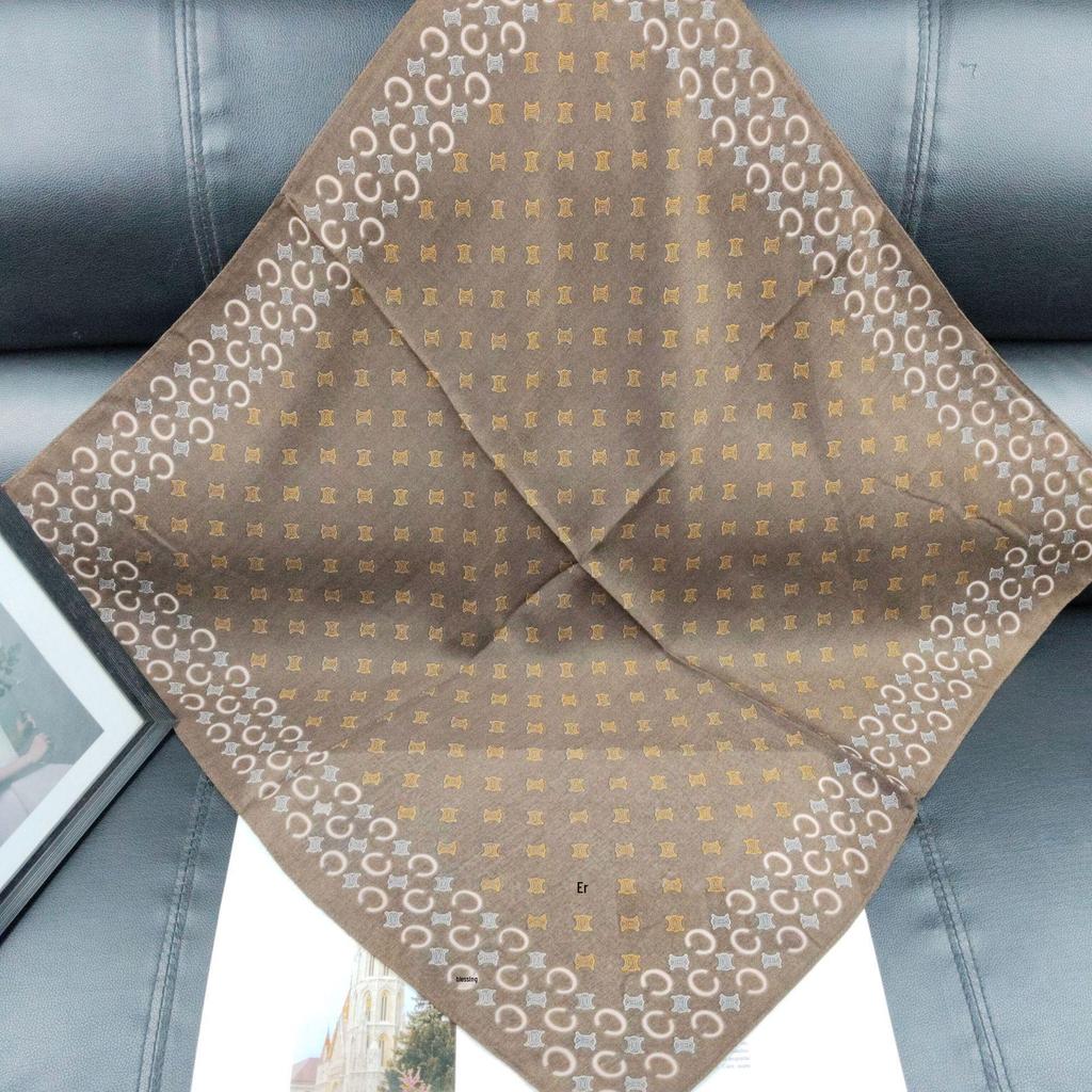 Ретро Шарф из Хлопка и Льна с Шелковым Узором "Елочка": Бархатистое ощущение, Маленький квадрат, Шарф от солнца, Женская бандана и платок.