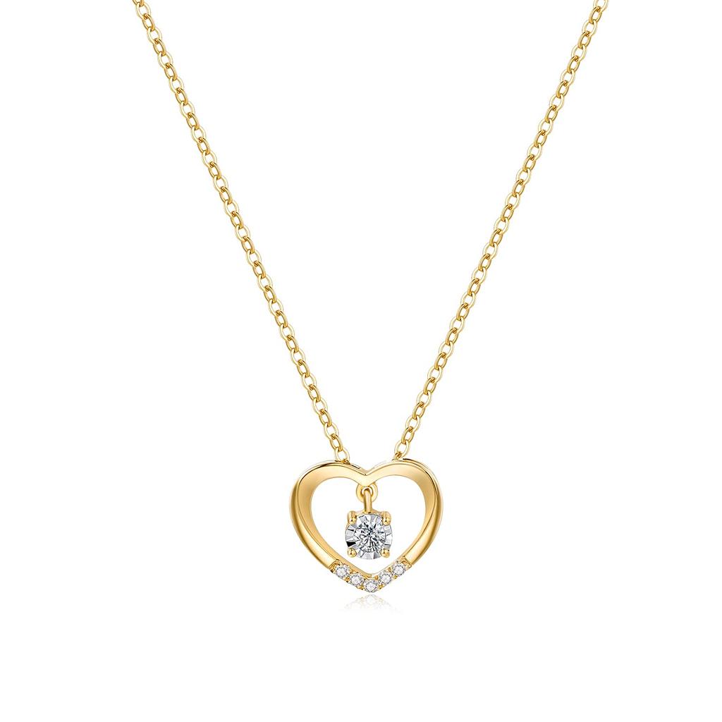 K18 Gold Necklace Open Heart Lab Grown Diamond Dancing Gemstone Swaying Shine Christmas White Day Birthday Anniversary Present Gift Wrapping Included