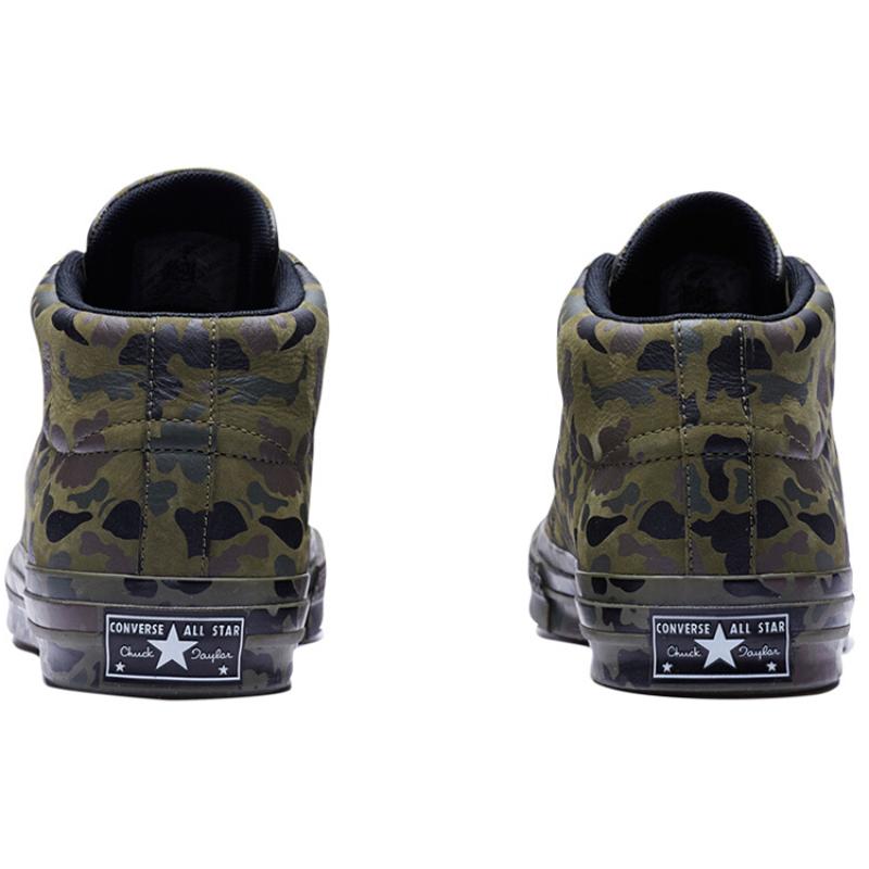 Converse One Star Ретро Средние Топы Обувь для Скейтбординга Унисекс Камуфляж Зеленый