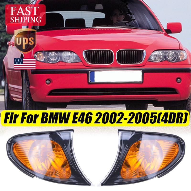 2x For BMW 2002-05 E46 3-SERIES Sedan Corner Turn Signal Light Cover Yellow Lens