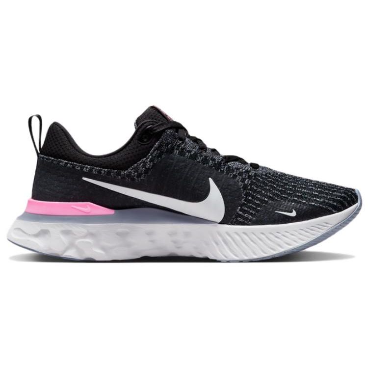 Nike React Infinity Run Flyknit 3 Черные футбольные серо-розовые мужские кроссовки DZ3014-001