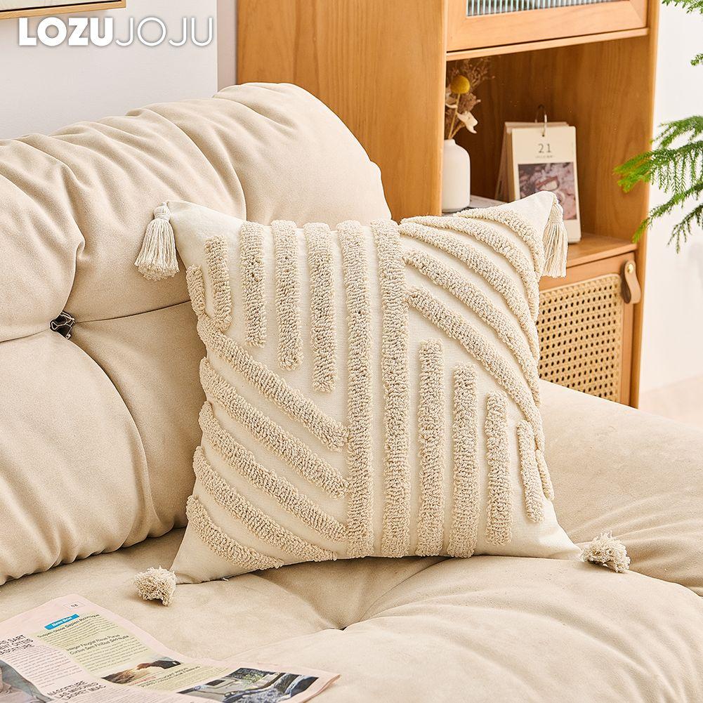 1 шт. LOZUJOJU Бежевый Мягкий Чехол для Подушки Богемный Стиль Кисточки Стеганый Вышитый Наволочка для Дивана Гостиной Спальни Домашний Декор