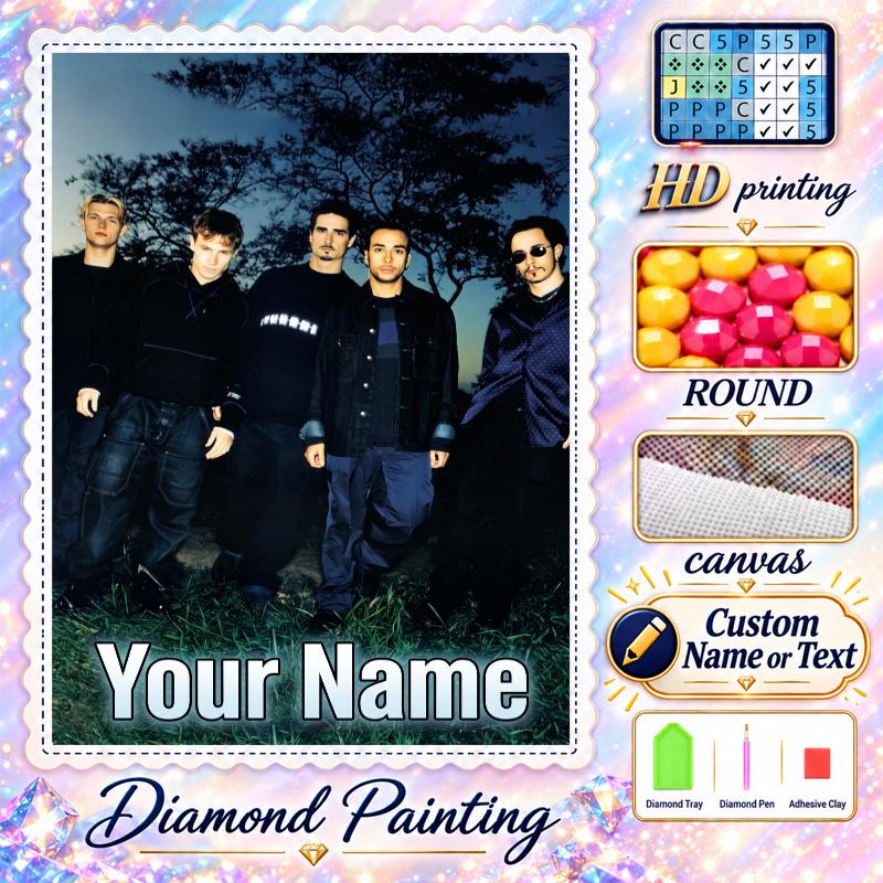 Backstreet Boys 5D DIY Diamond Painting Custom Name Text, Full Drill Rhinestone Mosaic Art Home Gift