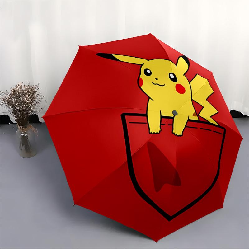 1pc Pocket Pikachu Automatic Open/Close Umbrella, Portable 3-Fold Compact Umbrella for Men & Women, Perfect Gift for Birthday128