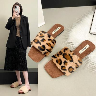 Сексуальные домашние тапочки Женские шлепанцы Короткий плюш Плоская низкая подошва Туфли для женщин Однотонные Меховые Слипоны Платформа Зимняя обувь Большой размер