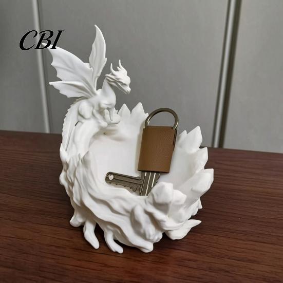 Ring Coin Holder 3D Printed Fantasy Dragon Tray, Gothic Coaster Dish for Keys Lightweight Storage Jewelry Coins, Desk Organizer Home Office,