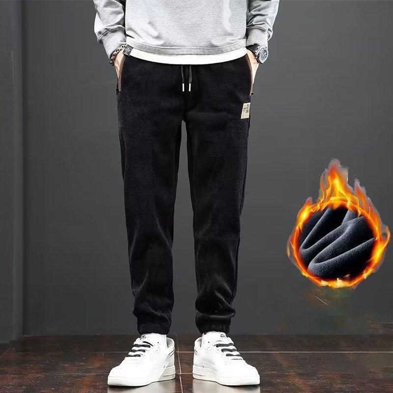 Зимние утолщенные флисовые мужские брюки Теплые повседневные флисовые подкладки с вышитыми буквами Толстые брюки для активного отдыха Теплые спортивные штаны