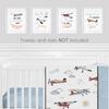 Sweet Jojo Designs Vintage Airplane Wall Art Prints Room Decor for Baby Nursery Kids - Set of 4 - Grey Yellow Orange Red White Blue Airplanes Air
