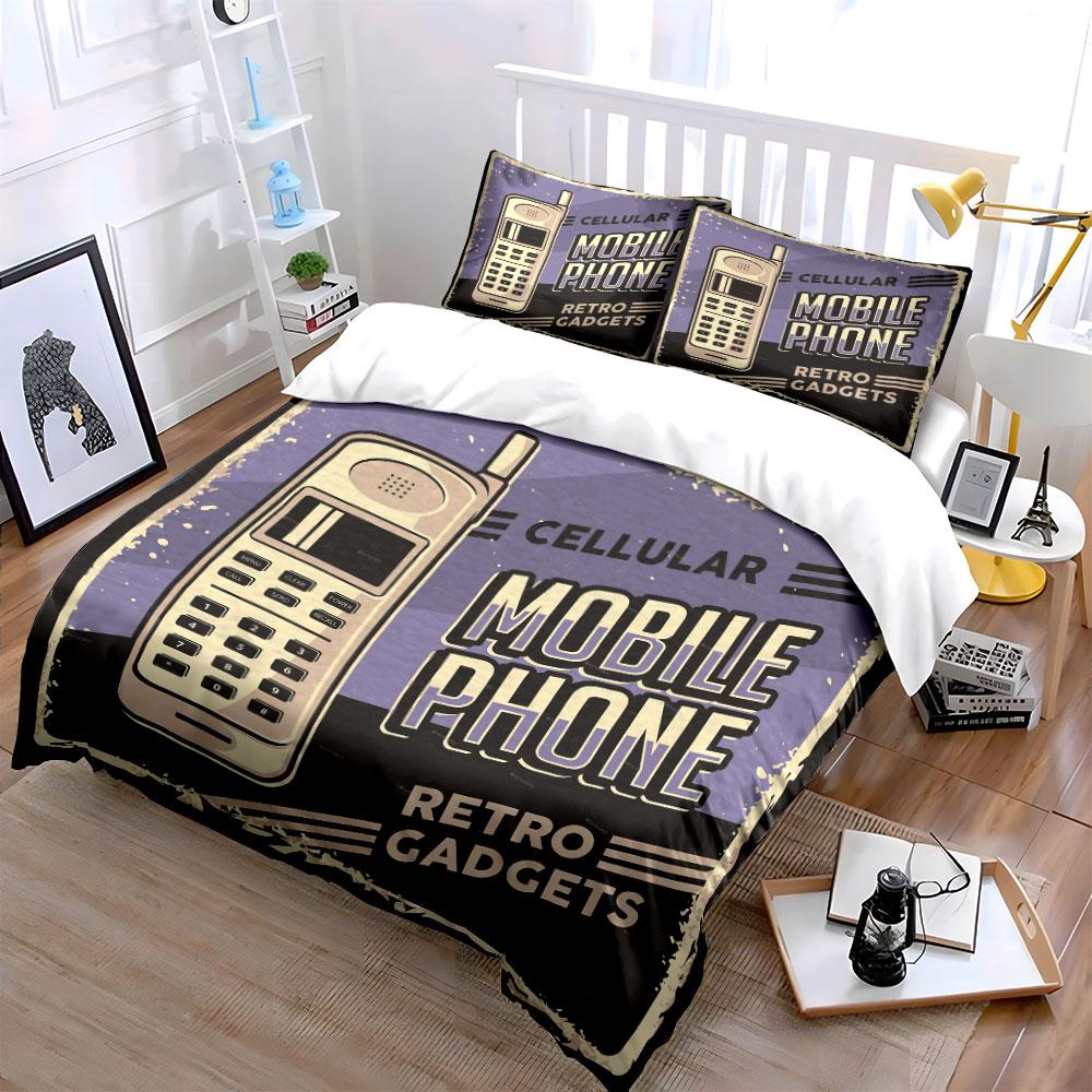 Vintage mobile phone design. Bedding sets Duvet cover sets Duvet covers Pillowcases(1*Duvet Cover 2*Pillowcases without duvet insert)