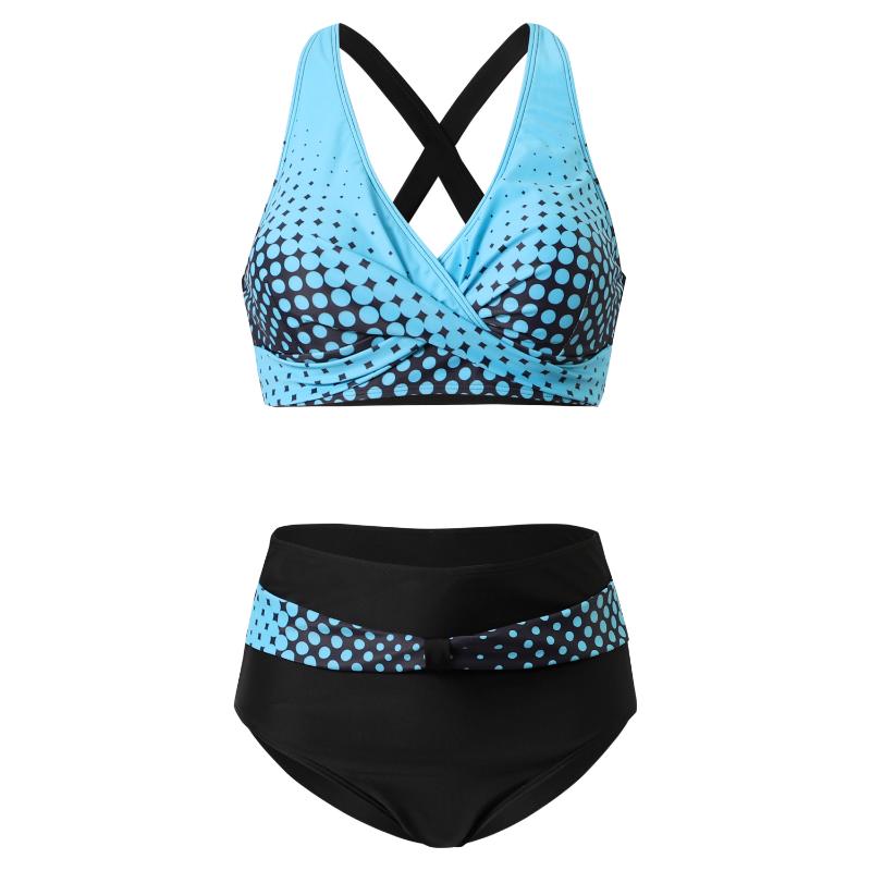 Женский сексуальный комплект бикини из двух частей, модный купальник с пуш-ап и цветочным принтом, разделенный купальник, костюм бикини, женский пляжный купальник с лямкой на шее