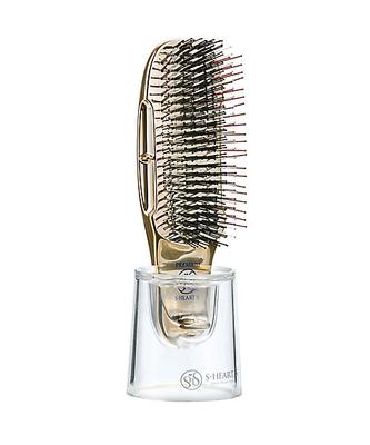 S-HEART Scalp Brush Premium Gold Short Type японская массажная расческа, подарочный набор с футляром