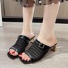 Мода 2025 Лето Шлепанцы Мюли Дышащие Женские Тапочки Круглый Носок Странный Стиль Микрофибра Кружево Тапочки Закрытый Носок Женские Шлепанцы