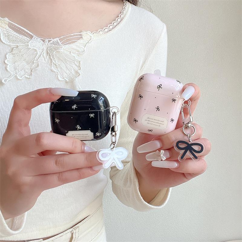 ins Japan and South Korea full screen polka dot bow for AirPods 1 /pro1 earphone protective case cover second and third generation new models