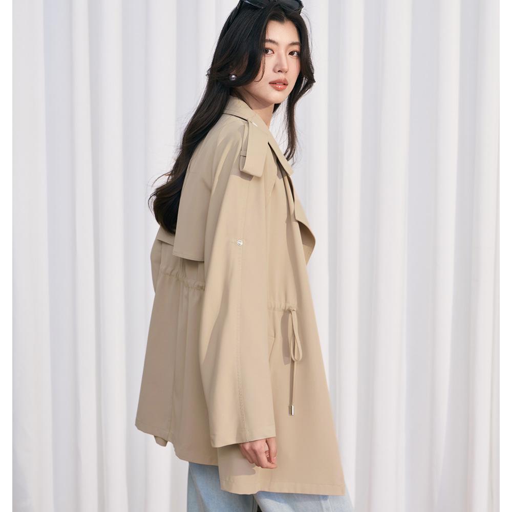 Early Spring Simple Casual Style Daily Versatile Adjustable Small Trench Coat