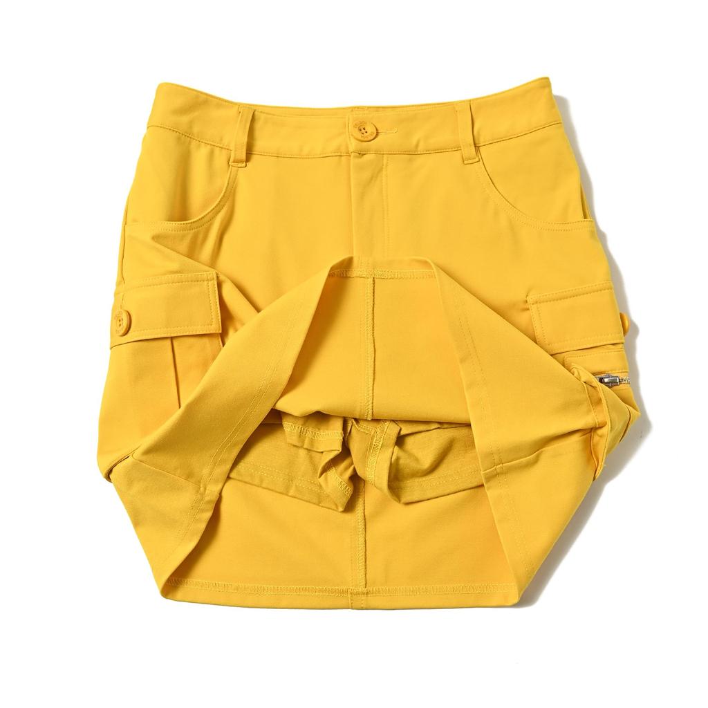 7555 MUS Задний карман Стрейч Карго Размеры Del Sol Golf Юбка большого размера, Горчичный, M-3L, Гольф, Женская одежда, (M)