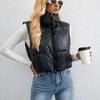 Осенне-зимняя мода короткий однотонный пуховый хлопковый женский жилет тонкий свободный жилет с высоким воротом на хлопковой подкладке для женщин