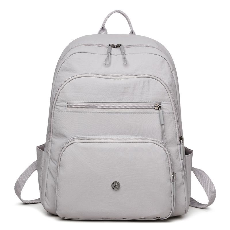 Однотонный рюкзак женский многослойный карман водоотталкивающий нейлоновый рюкзак