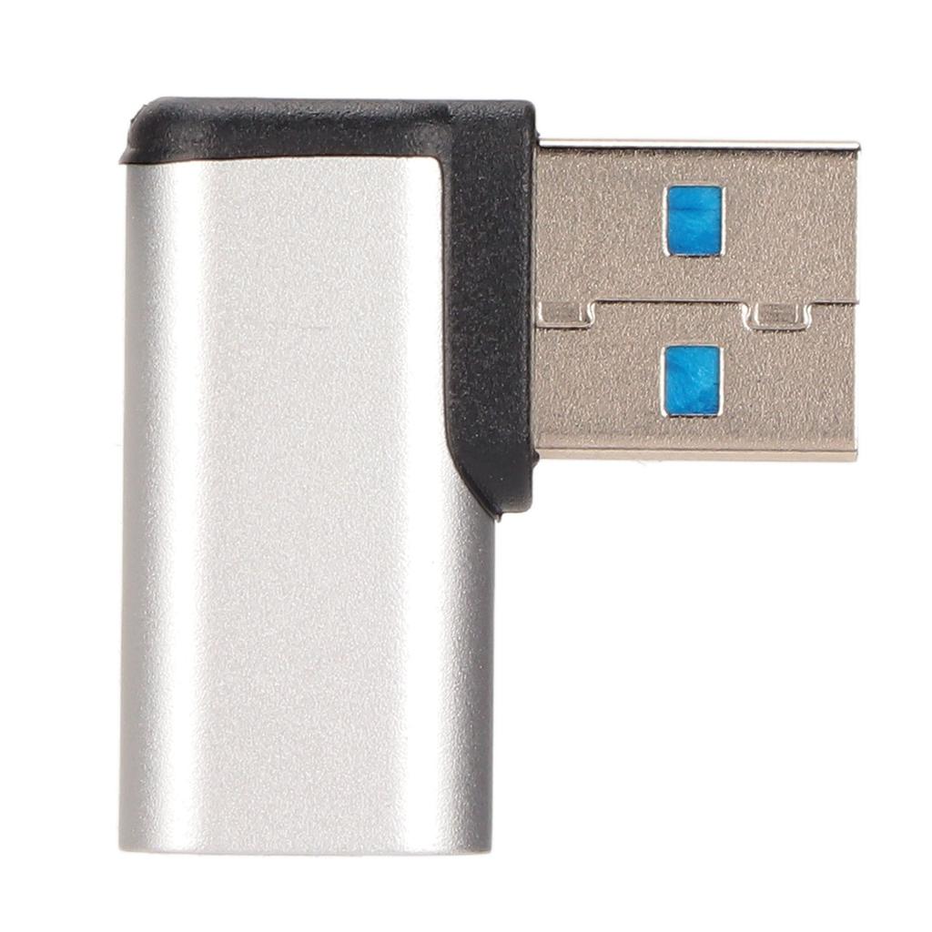 Угловой USB 3.0 на Type C адаптер, 90 градусов, 3A, 10 Гбит/с, USB адаптер под левым углом для мобильных телефонов, планшетов, жестких дисков, серебристый