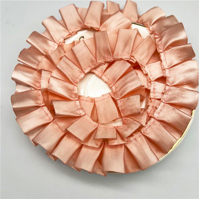 Элегантный и изысканный 4 см двойной складки прозрачный шифон кружево одежда подол одежда DIY аксессуары многоцветный кружевной тесьма ремесла изготовление лент