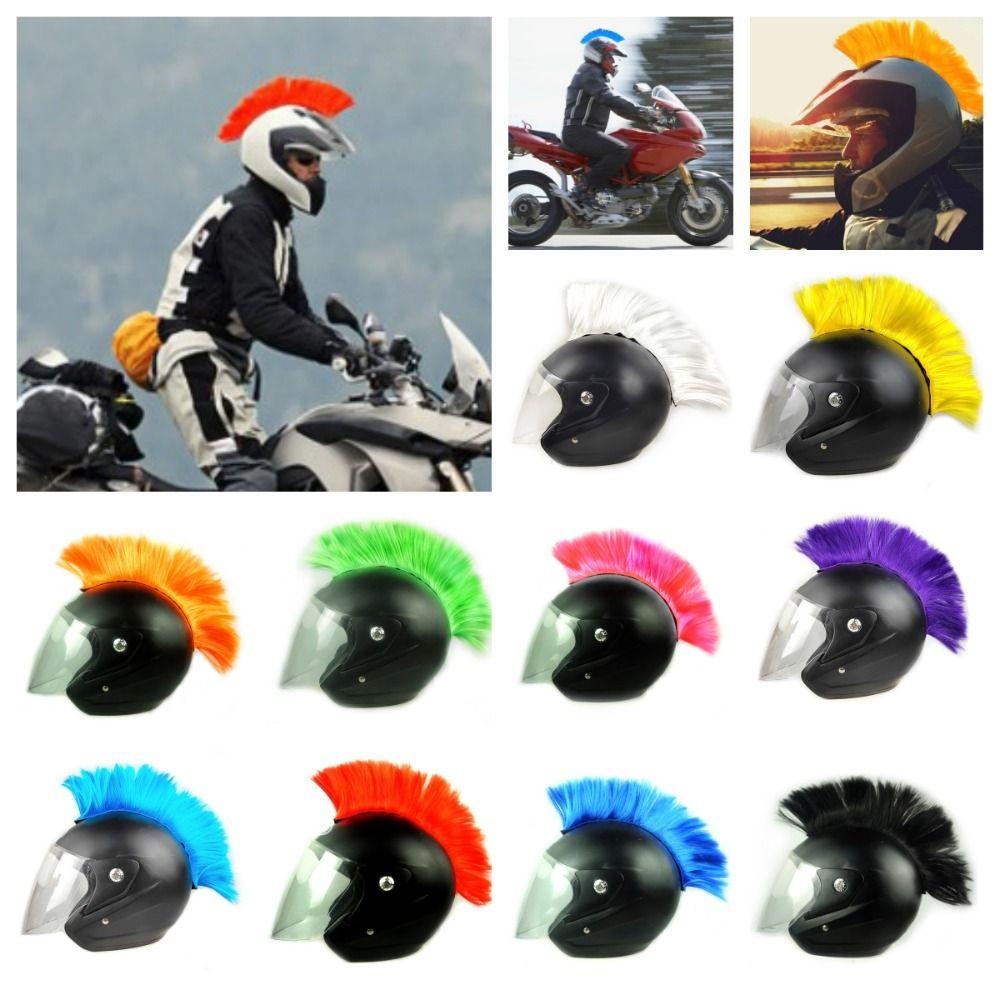 Punk Mohawk Helmet Wig Sticker Paste Helmet Decoration Hair DIY Cockscomb Helmet Wig Motocross