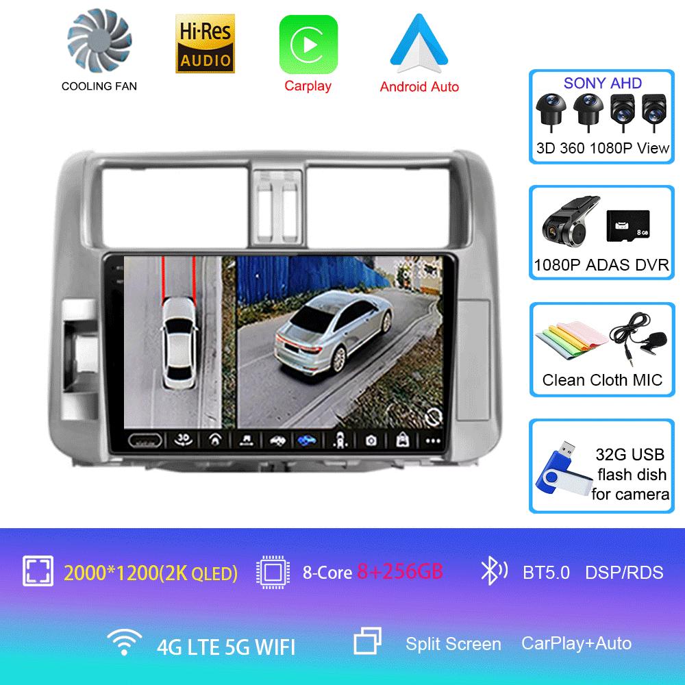 Car Radio Android 14 Carplay Auto For Toyota Land Cruiser Prado 150 2009 - 2013 Navigation GPS Multimedia Player Video Stereo BT