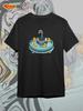 Black T-shirt with a Pigeon and Duck Meme Print.