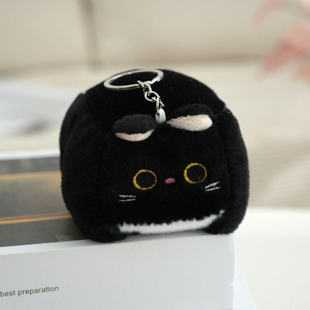 Stuffed Animal Square Cat Plush Keychain Soft Kitten Plush Doll Keyring Decorations