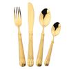 4Pcs Cutlery Set Gold Wheat Ears Pattern Dinnerware 304 Stainless Steel Tableware Knife Fork Spoon Dinner Set Western Flatware