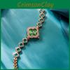 Fashionable Four-leaf Clover Quartz Watch For Women Decorative Green Gemstone Ladies Watch