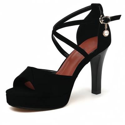 Мода 2025 Лето Новые Женские Босоножки с Открытым Носком Модные Туфли для Вечеринок с Ремешком и Пряжкой Женские Однотонные Босоножки на Высоком Каблуке Платформа на Каблуке Женские